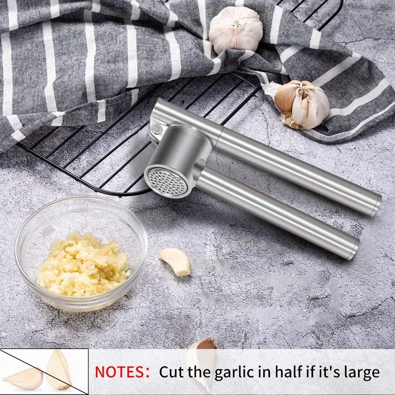 

Garlic Press Mincer,304 Stainless Steel Garlic Crushers & Peeler Set, Heavy-Duty, Detachable,Rust Proof Garlic Mincer