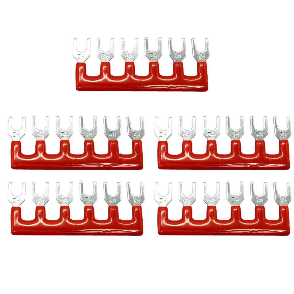 

5 Sets 6 Positions Dual Row 600V 15A Screw Terminal Strip Blocks with Pre-Insulated Terminals Barrier Strip (Black & Red)