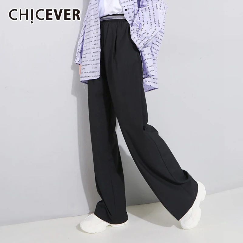 

CHICEVER, корейская мода, высокая талия, широкие брюки для женщин, свободные, минималистичные, складные, плиссированные, женские брюки, 2021, модна...