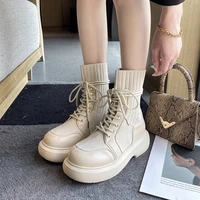 2021 autumn new couple socks shoes women thick soled casual net red knitted short boots women botas de mujer black ankle boots
