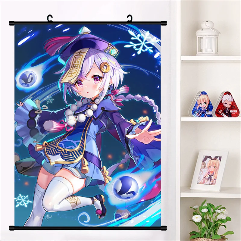 

Hot Anime Game Genshin Impact Qiqi Lovely Girl Cosplay Poster Wall Scroll Painting Mural Fashion Home Decor Collection Art