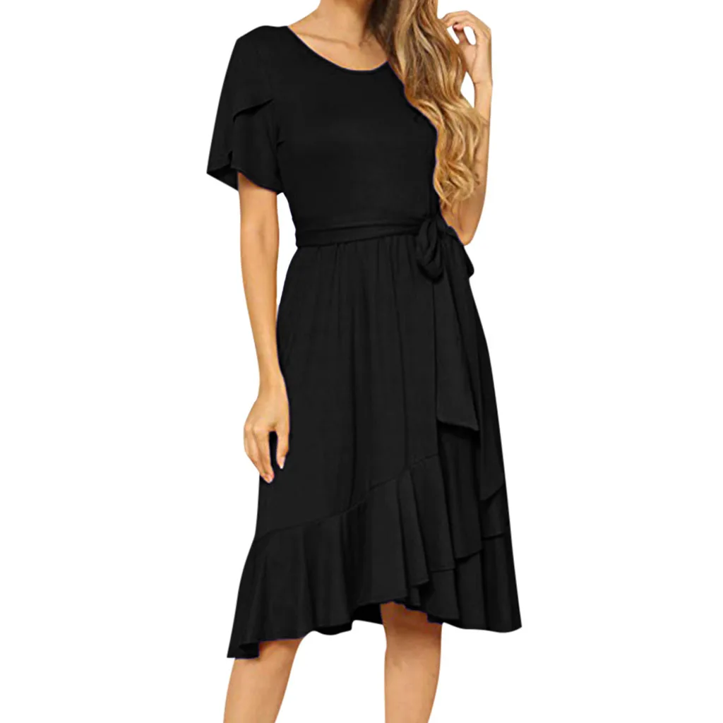 Элегантный Для женщин летние пикантные однотонные Повседневное короткий рукав