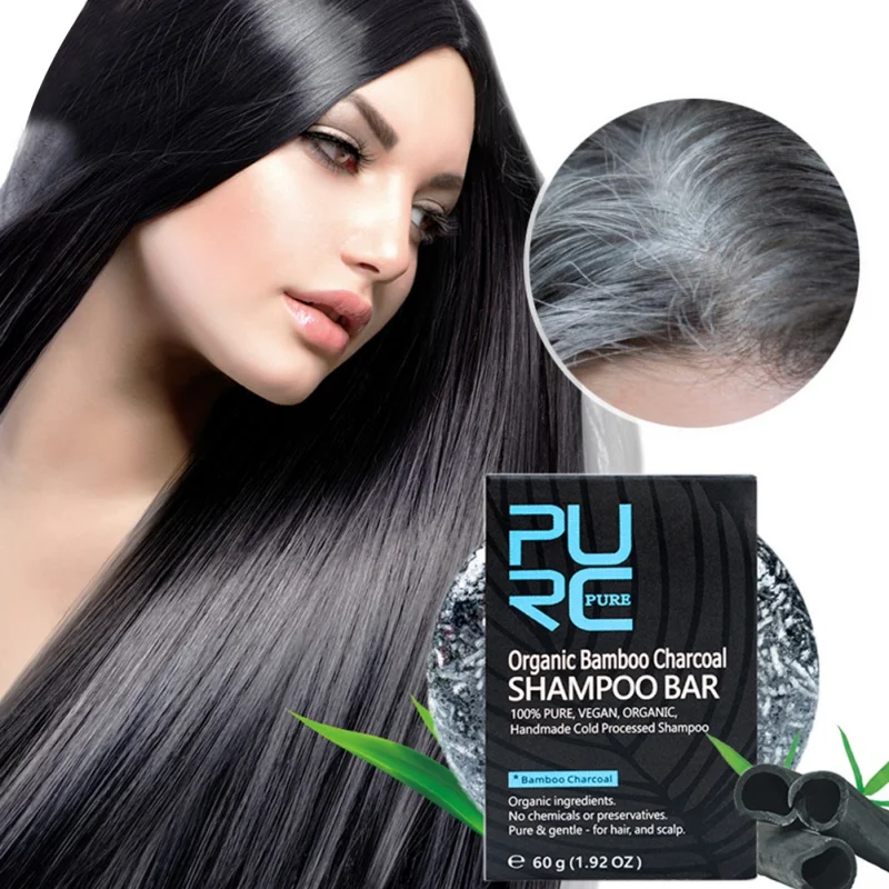 Bamboo Charcoal Clean Soap Instant Treatment Black Hair Shampoo Shiny Hair & Scalp Treatment Gray White Hair Color Dye