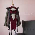 Сексуальное кружевное нижнее белье для женщин, в готическом стиле, горничная, искушение злого демона, с открытой промежностью, косплей, костюм для взрослых