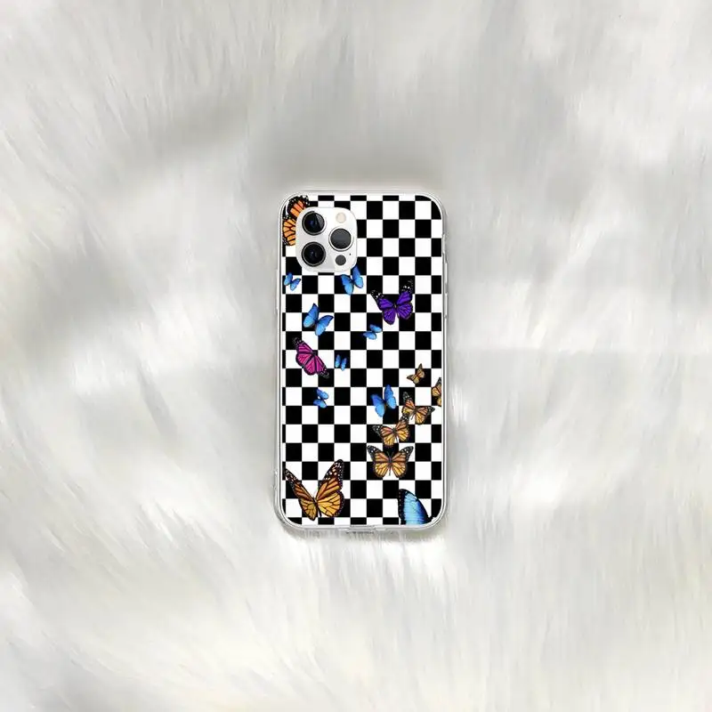 

Back Cover Black white checkered Phone Case for iphone 6s 7 8plus xr xs max 11 12 pro max mini funds cover