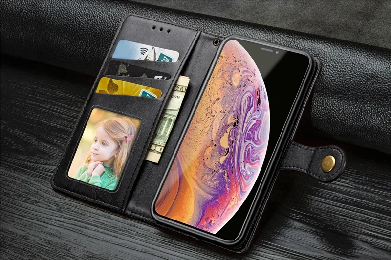 Бизнес-стиль, кожаный чехол для iPhone 7 8 6 s 6s plus X XR XS 11 Pro Max Пряжка Бумажник откидная крышка для iPhone 11 чехол iPhone XR