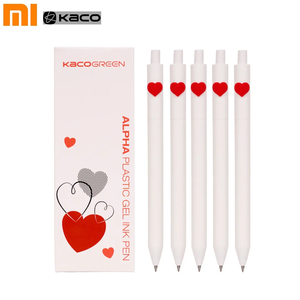 Xiao mi KACO Sign Pen, mi пластиковая гелевая чернильная ручка, цветная/черная чернильная ручка, 0,5 мм, долговечная ручка mi Signing, канцелярские принадлежности - Цвет: 5pcs pen Black ink