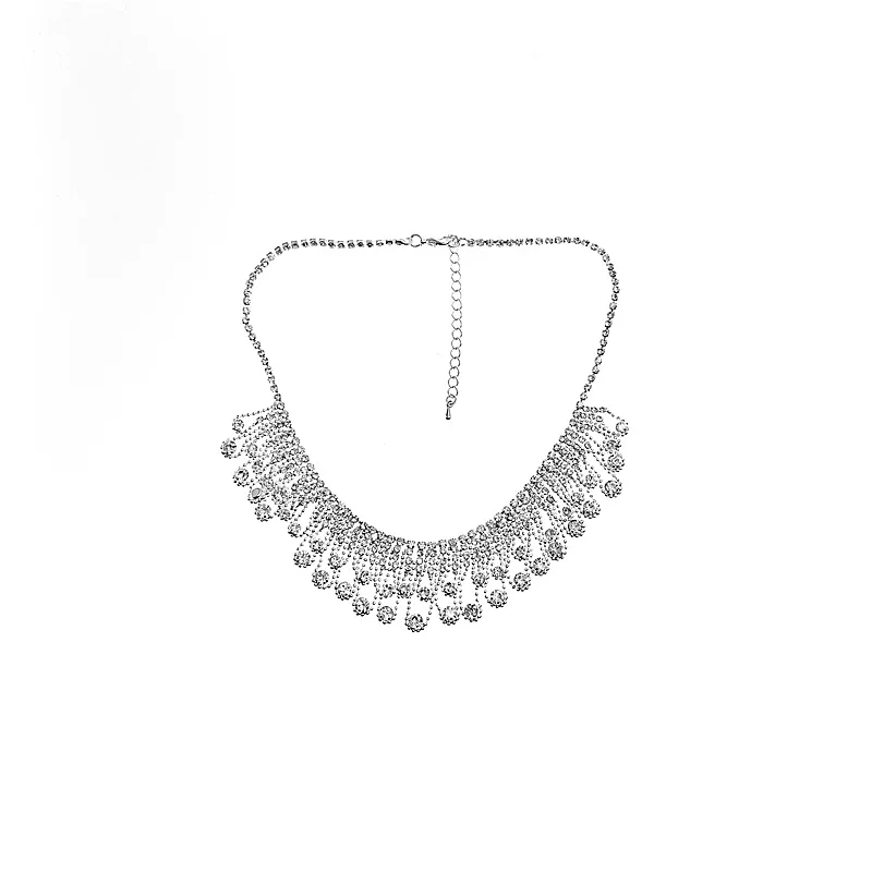 

Luxury Diamond Necklace Woman Female Party Gift Princess Tassel Geometric Europe America Metal Alloy Fashion Trendy Necklace