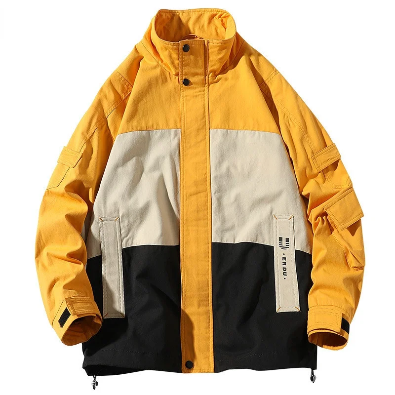 

Куртка мужская Спортивная с множеством карманов, Модный повседневный костюм с цветными блоками