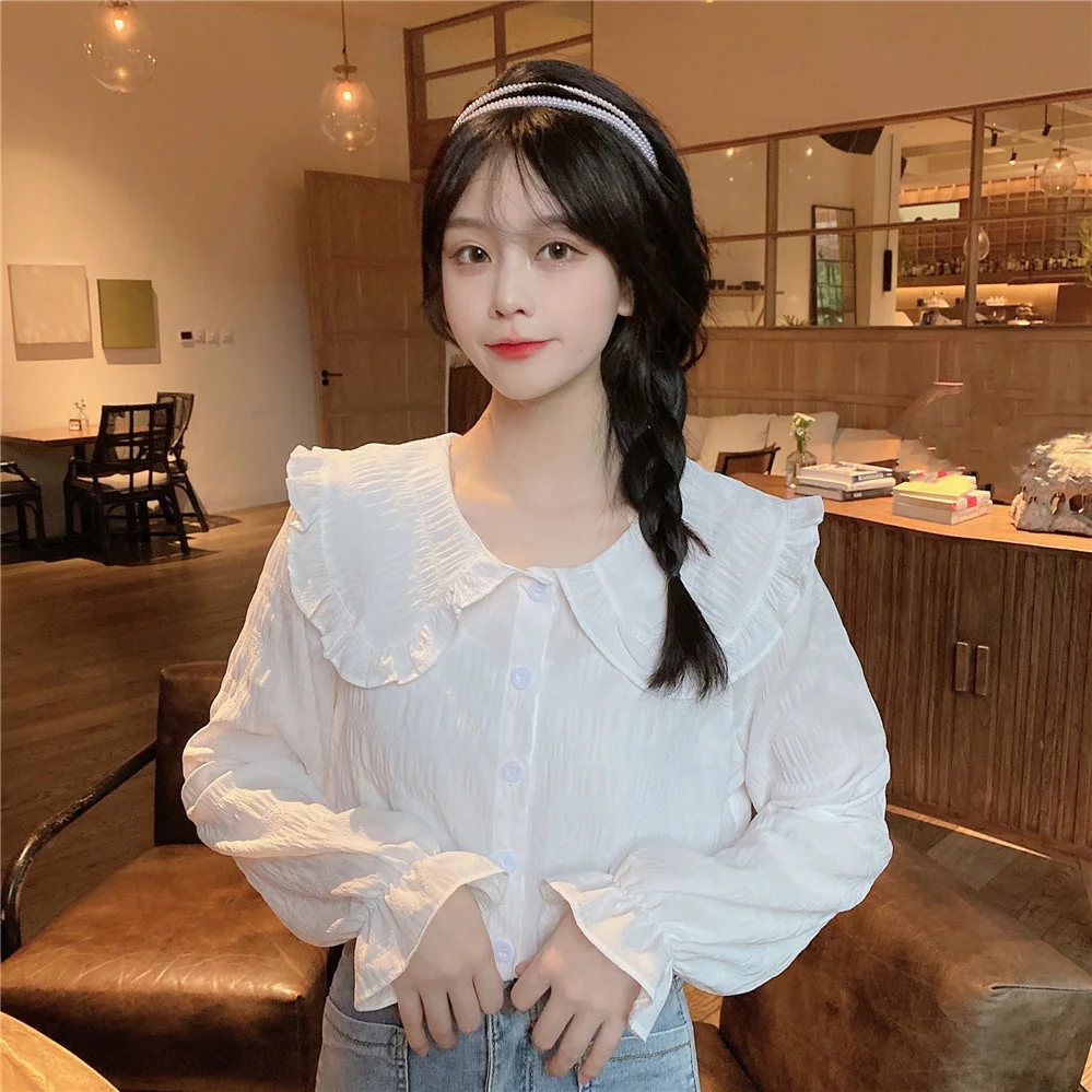 Новая шифоновая рубашка для ранней осени 2021 Детская с воротником дизайнерская