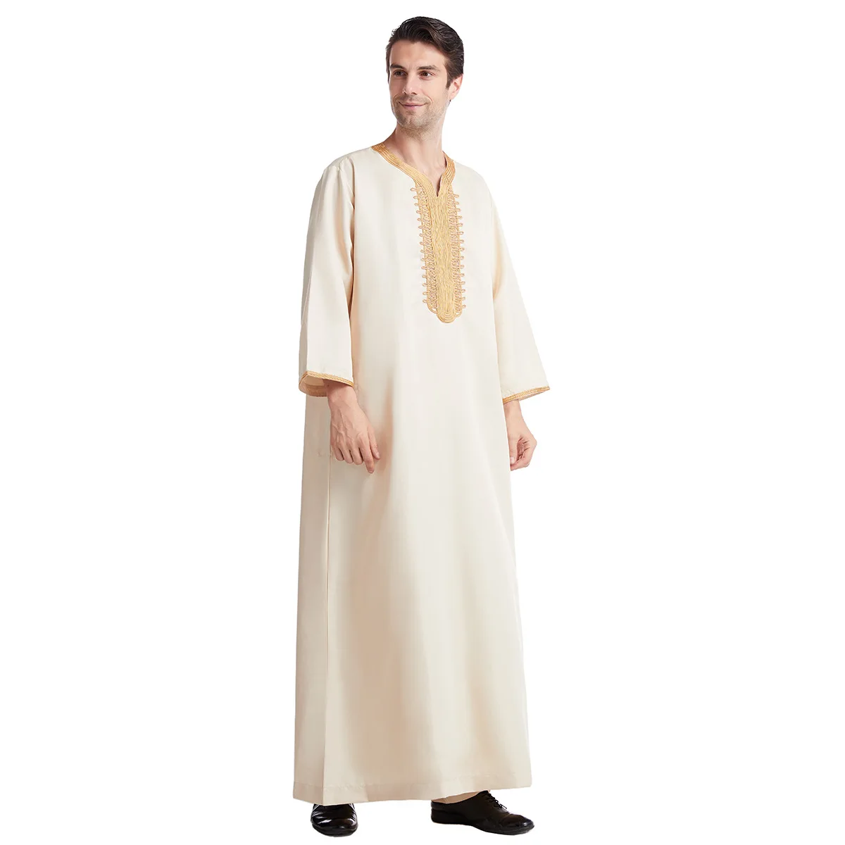 Muslim Men's Abaya White Jubba Thobe High Quality Long Dress Islamic Arabic Caftan Robe Djellaba Dubai Ethnic Teenagers Clothes