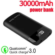 30000mAh Power Bank LED  Portable Fast Charging Qucik Charge Poverbank External Battery Charger for iPhone or Android