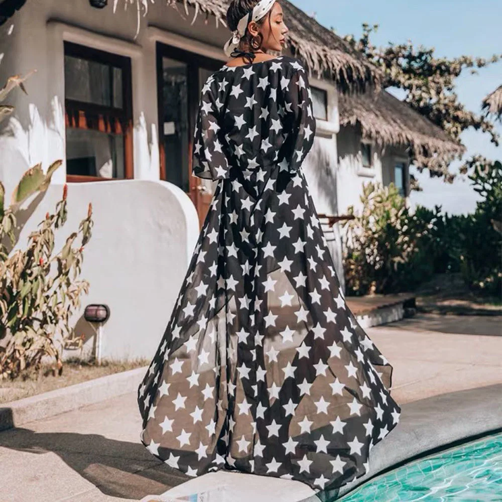 Летняя женская накидка на бикини купальник с коротким рукавом кардиган