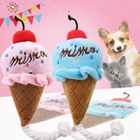 cute ice cream plush pet dog chewing squeak toy pinkblue soft puppy cat dog outdoor play interactive toy pet gift