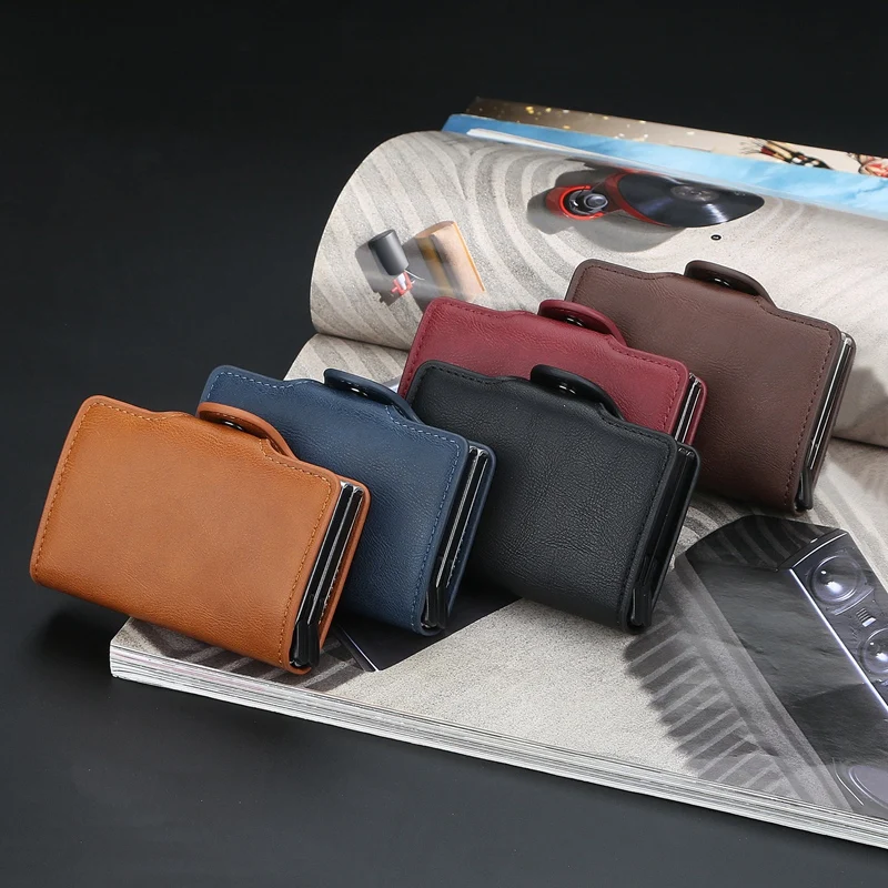 

New Baellerry Anti-Theft Men Multi-Card Slot Metal Wallet Auto s-Up