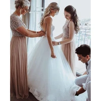 beach backless wedding dresses 2022 spaghetti straps a line summer lace appliques pearls floor length bridal gown robe de mariee
