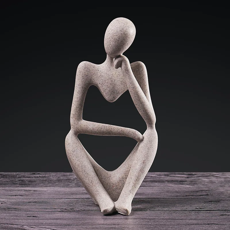 

Personagem abstrato estatua pensador escultura arenito decoracao escritorio dia dos namorados presentes pessoas artesanato casa