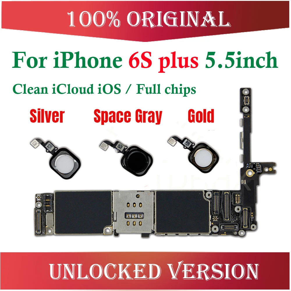 16 Гб/64 Гб/128 ГБ оригинальная разблокированная материнская плата для iphone 6s Plus с/без Touch ID Логическая плата для iphone 6s 5,5 дюймов