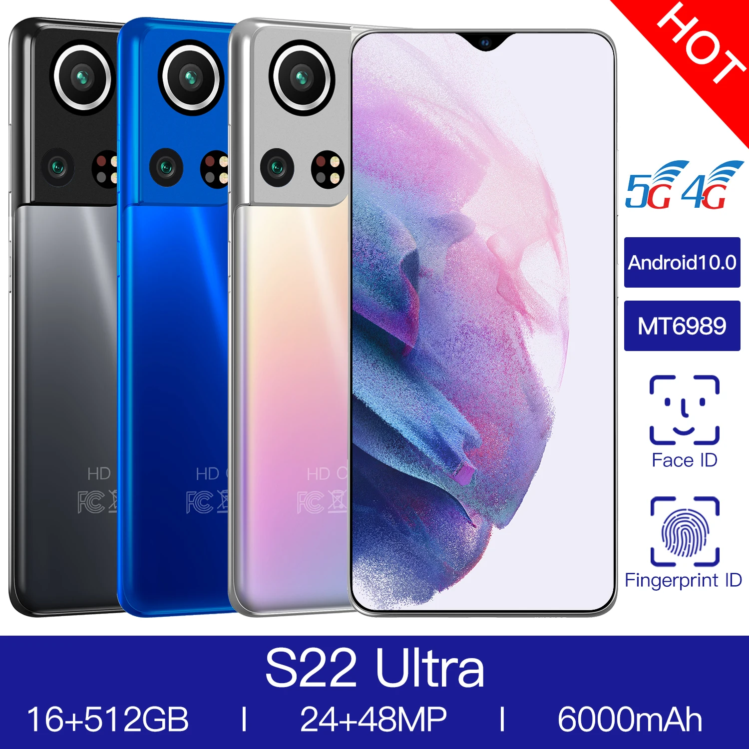 

Top Selling SANSUMG Galax S22 Ultra 5G 6.7Inch 6000mAh Battery 4G WIFI Dual SIM Mobile Phone Snapdragon888 16+512GB Cellphone
