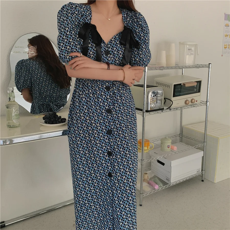 

Alien Kitty French V-Neck Bow Elegance Prom Chic Femme 2021 Lady OL Sexy A-Line Sweet Gentle Streetwear Long Dresses Vestidos