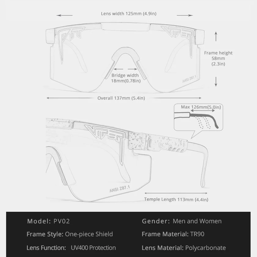 

Pit Viper Cycling Sunglasses Men's glasses UV400 Polarized Lens Tr90 Eyewear Sport Goggle Outdoor Bicycle for Women and Men