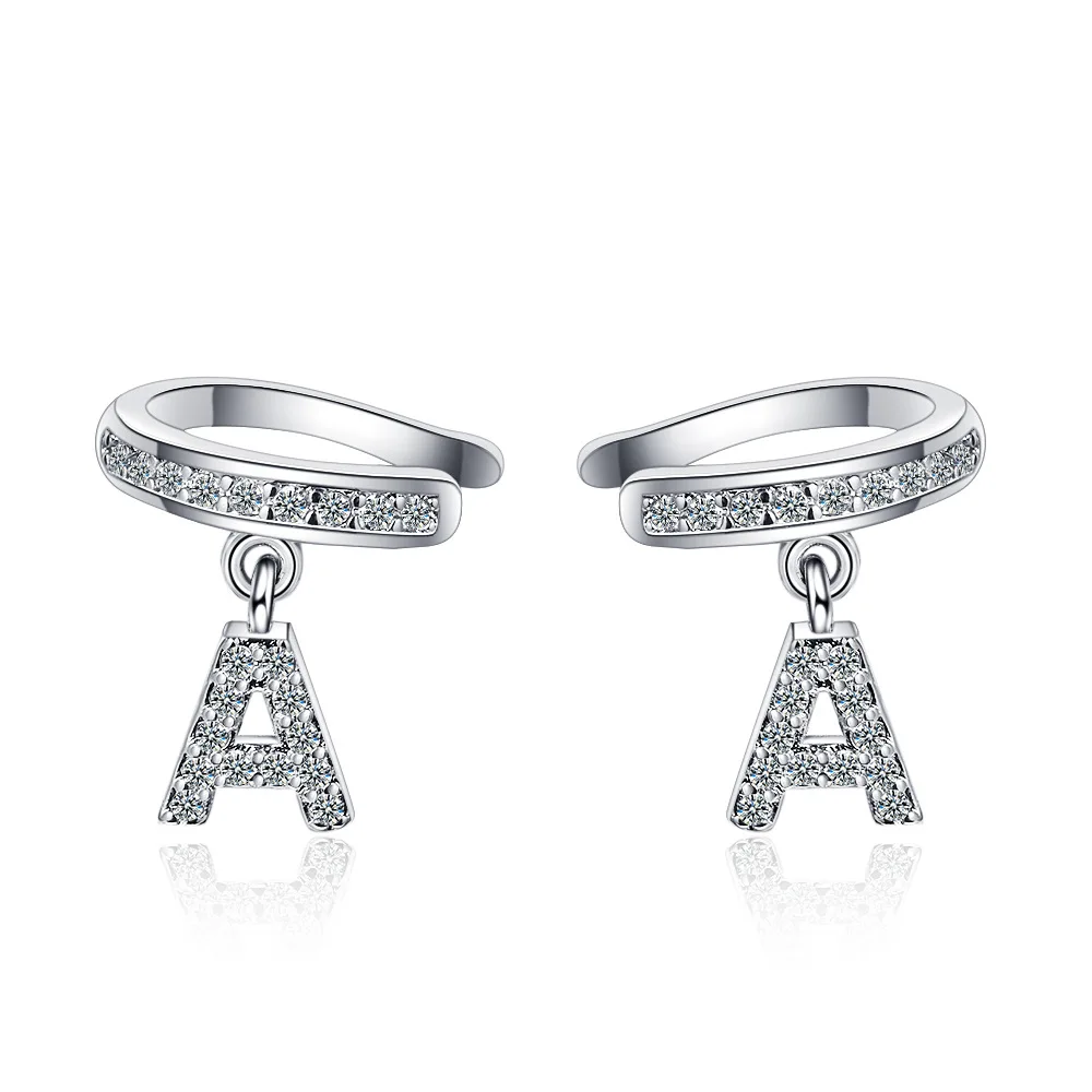 

WANGAIYAO new ear clip female simple fashion inlaid zirconium no pierced personality letter temperament ear bone clip ear jewelr