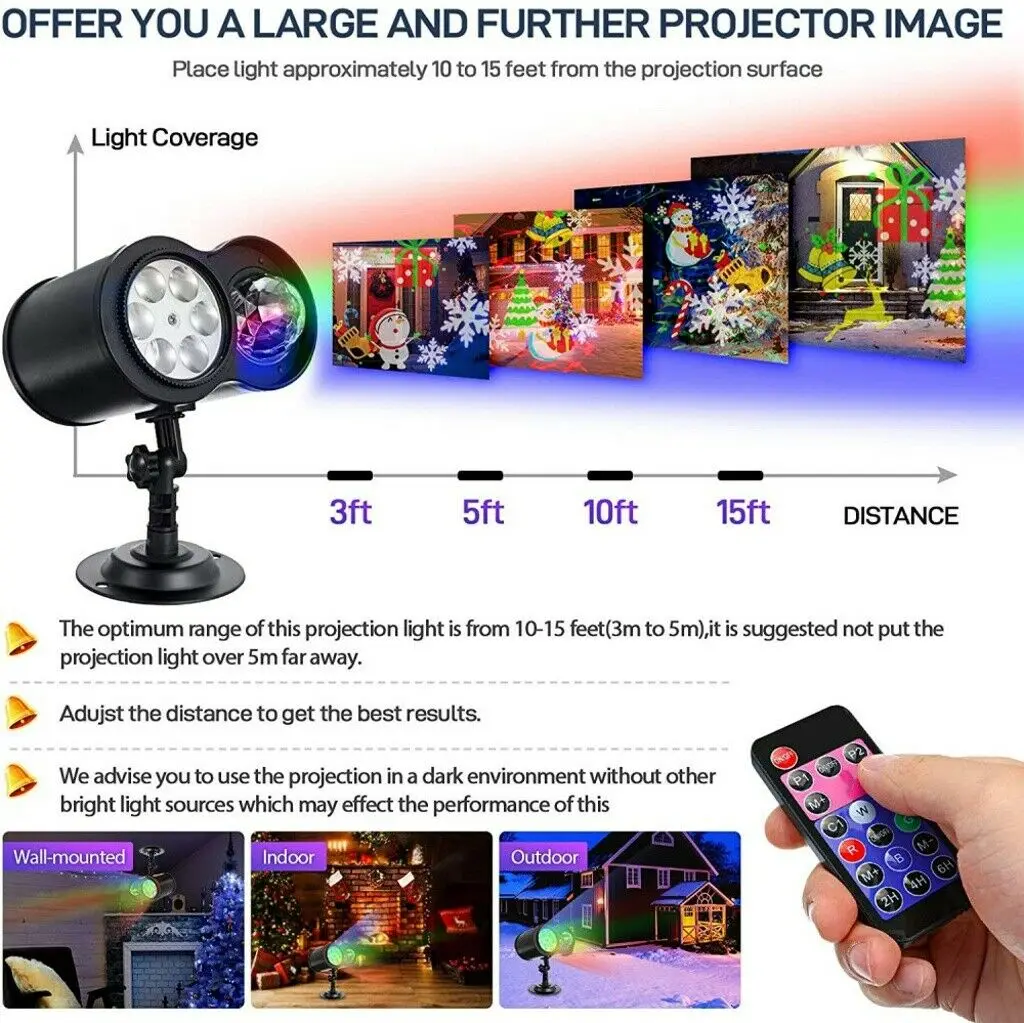 12 узоров Рождественское украшение светодиодный лазерный проектор светильник