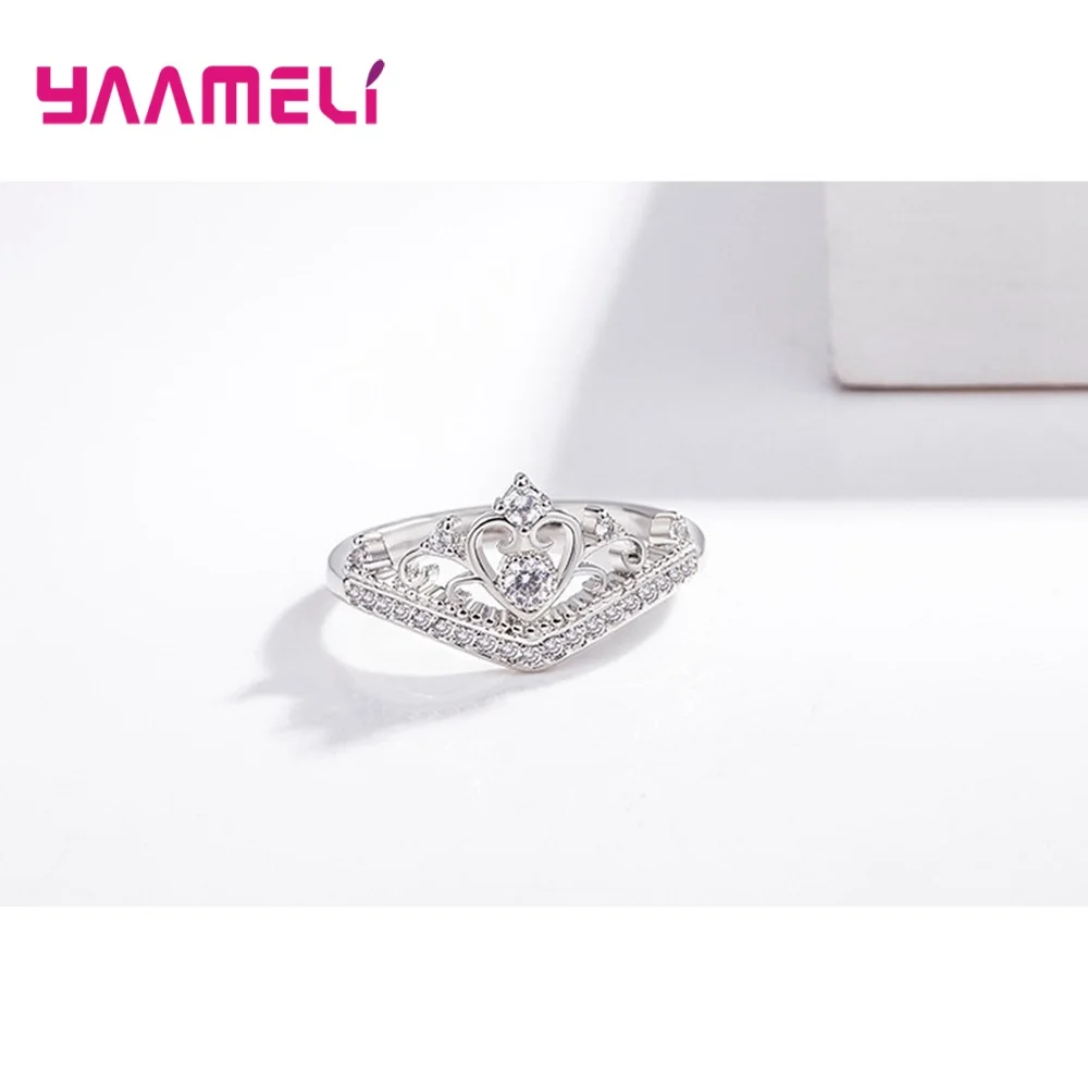 Королева Принцесса Корона Кольца для женщин Женские Твердые 925 пробы серебро AAA