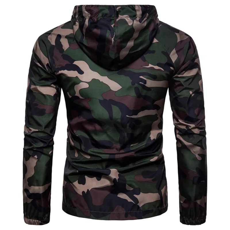 

2020 Spring Autumn Fashion Men's Casual Long Sleeve Hooded Sunscreen Jacket / Male Camouflage Zip Thin Hoodies Coat Sweatshirt