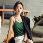 Майка женская атласная с V-образным вырезом, Шелковый однотонный топ в Корейском стиле для офиса, элегантная пикантная уличная одежда, клубный винтажный Топ