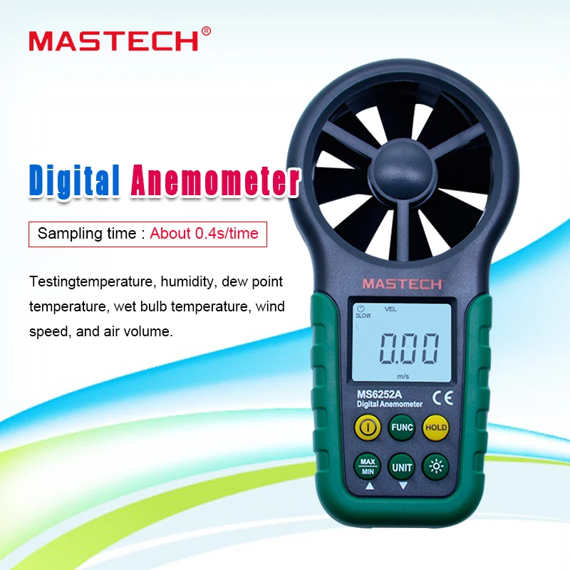 Цифровой анемометр MASTECH MS6252A измеритель скорости ветра с держателем данных и ЖК