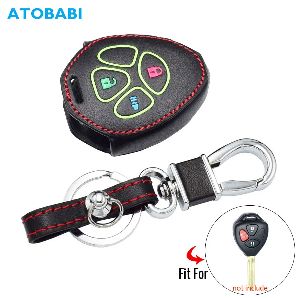 Светящийся чехол для ключей из натуральной кожи для Toyota Camry Scion TC Avalo Corolla Matrix Rav4 Venza Yaris 3 кнопки дистанционного брелока крышка