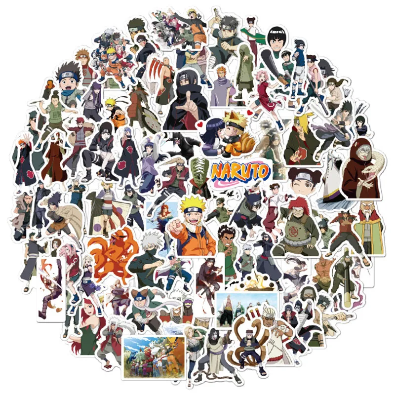 100 Uds pegatina de Naruto Uchiha Sasuke Haruno Sakura pegatinas a prueba de Anime Pack port&aacute;til monopat&iacute;n bicicleta coches equipaje juguetes de los ni&ntilde;os-0