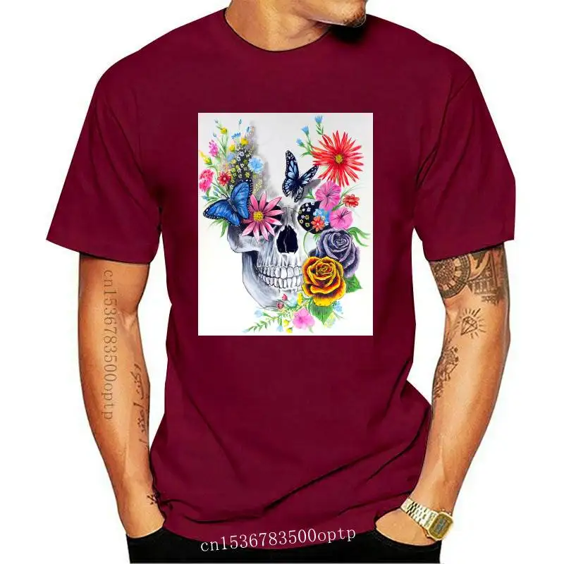 

New T Shirt for Women Printing Floral Kawaii Skull Butterfly Halloween Print Lady T-shirts Female Tee Top Womens Graphic T-Shir