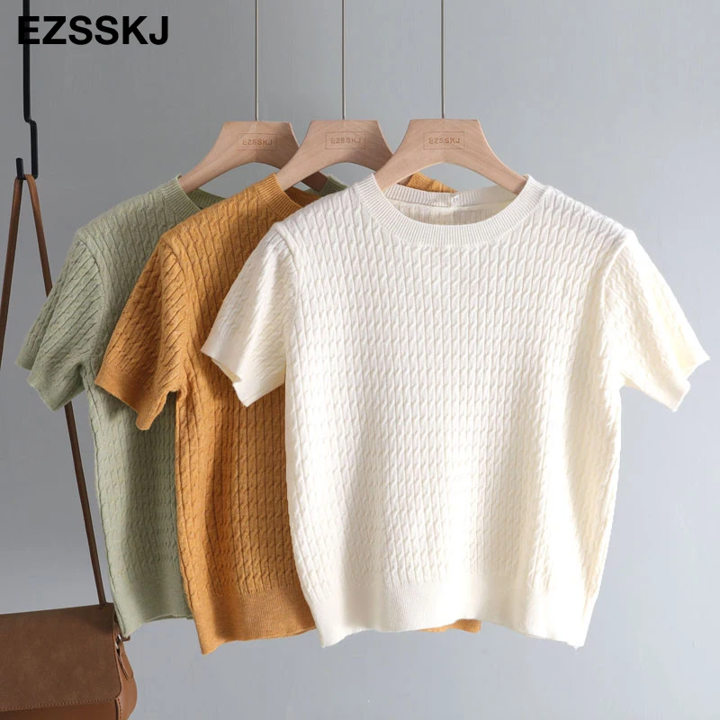 Футболка женская кашемировая трикотажная Базовая рубашка с коротким рукавом и