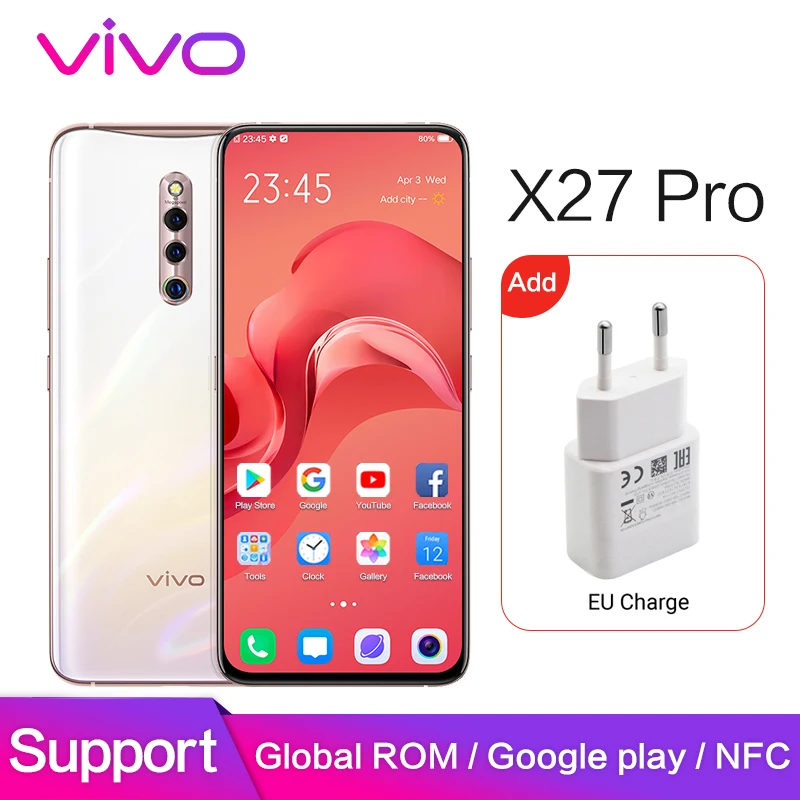vivo x27 pro Global rom Google Play 8 Гб 256 ГБ 6. " 32 Мп задняя камера Восьмиядерный экран отпечаток пальца 4G мобильный телефон