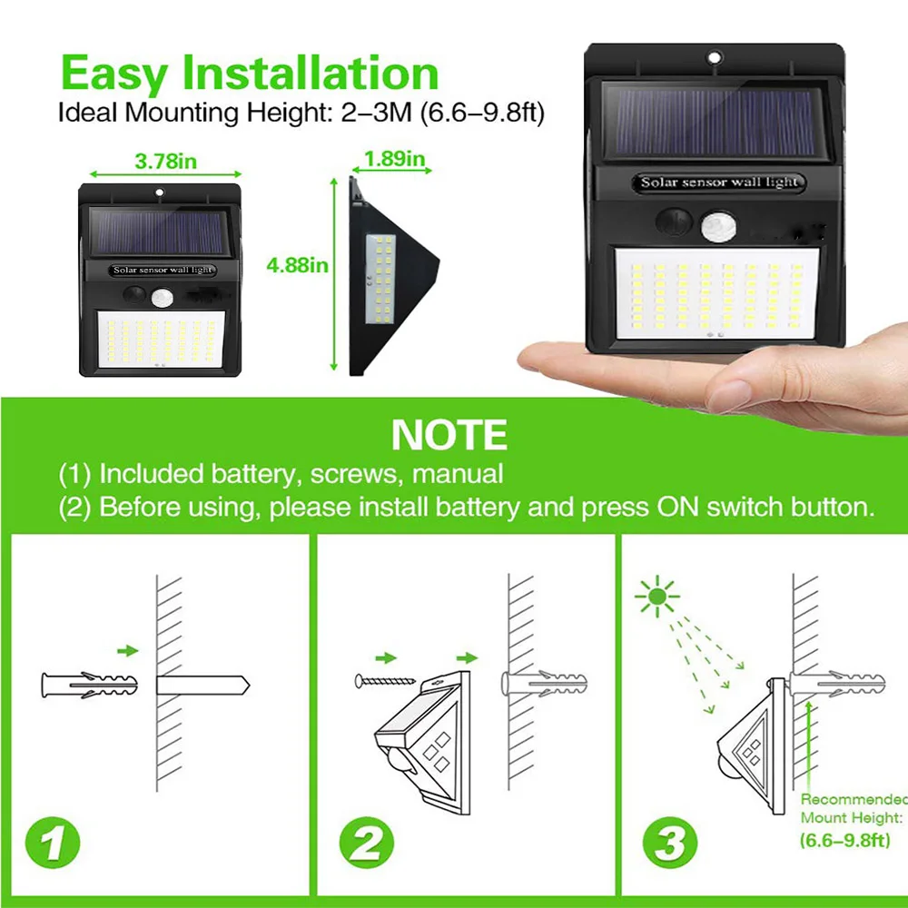 Новейший садовый уличный светильник на солнечной батарее с 100 светодиодный
