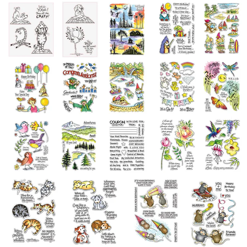 Микки Маус гном собака птица розы прозрачные марки 2020 для DIY скрапбукинга фото