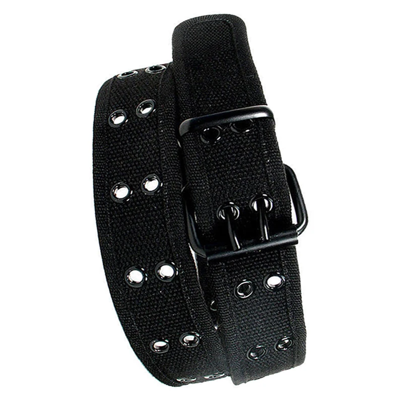 Новый холщовый веб-ремень с двумя отверстиями черная металлическая роликовая