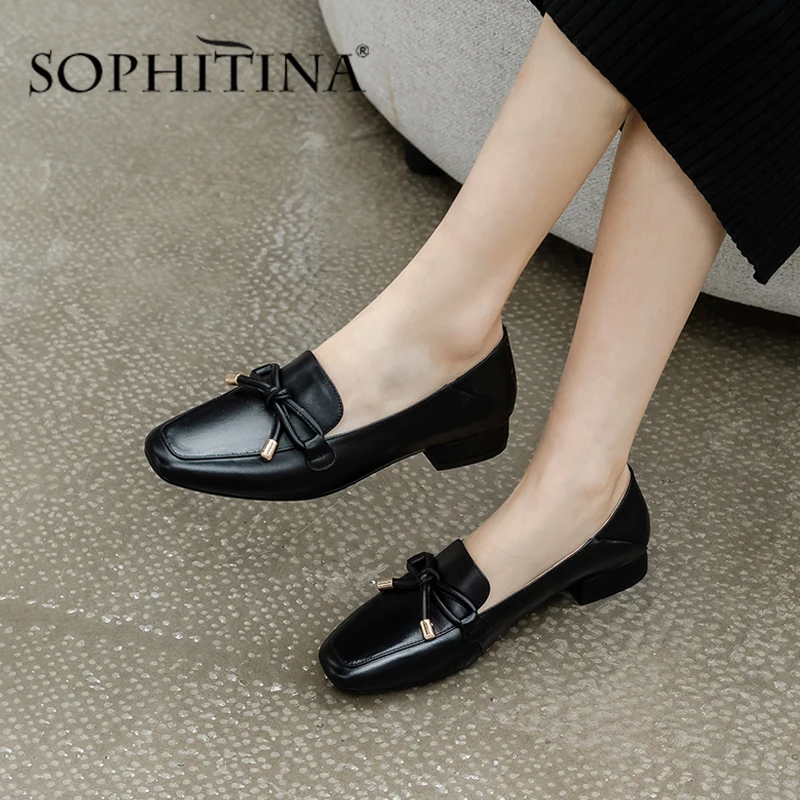 SOPHITINA/Новинка Женская обувь на плоской подошве с квадратным носком и бантом