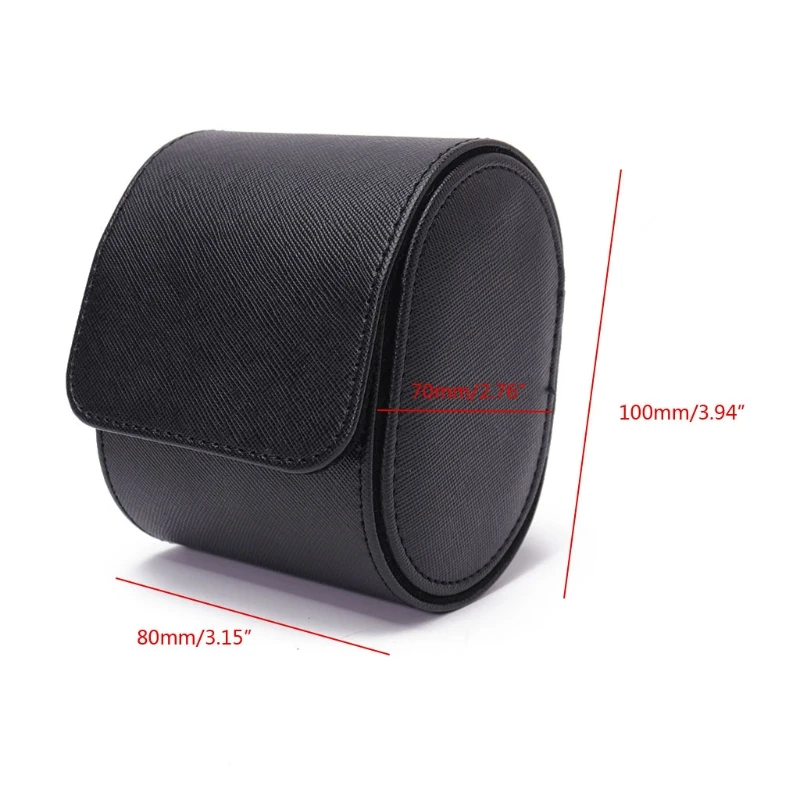 

Black Real Leather Watch Roll Single Watch Travel Case P9YF