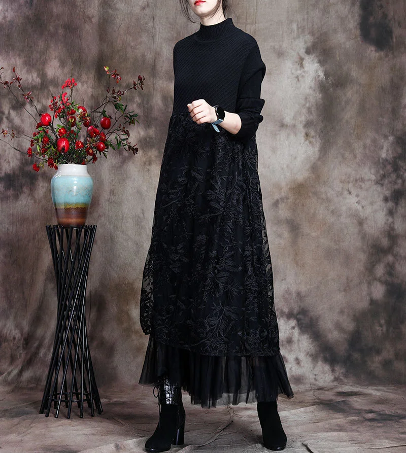 

Осень-зима 20 Новинка женское кружевное платье женская трикотажная строчка тонкая длинная юбка