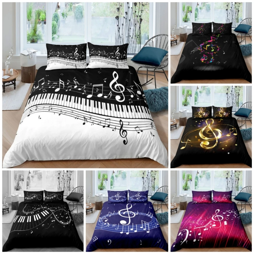 

2021 Hot Style 3D Digital Music Printing Polyester Bedding Set 1 Duvet Cover + 1/2 Pillowcases Bed In A Bag US/EU /AUsize