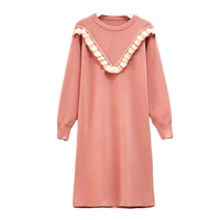 big yards dress agaric and western style knitted dresses women loose vestido sweater casual outfit knitwear women big lady l 4xl