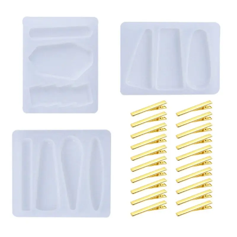 

Crystal Epoxy Resin Mold Hair Clip Barrette Casting Silicone DIY Crafts Mould