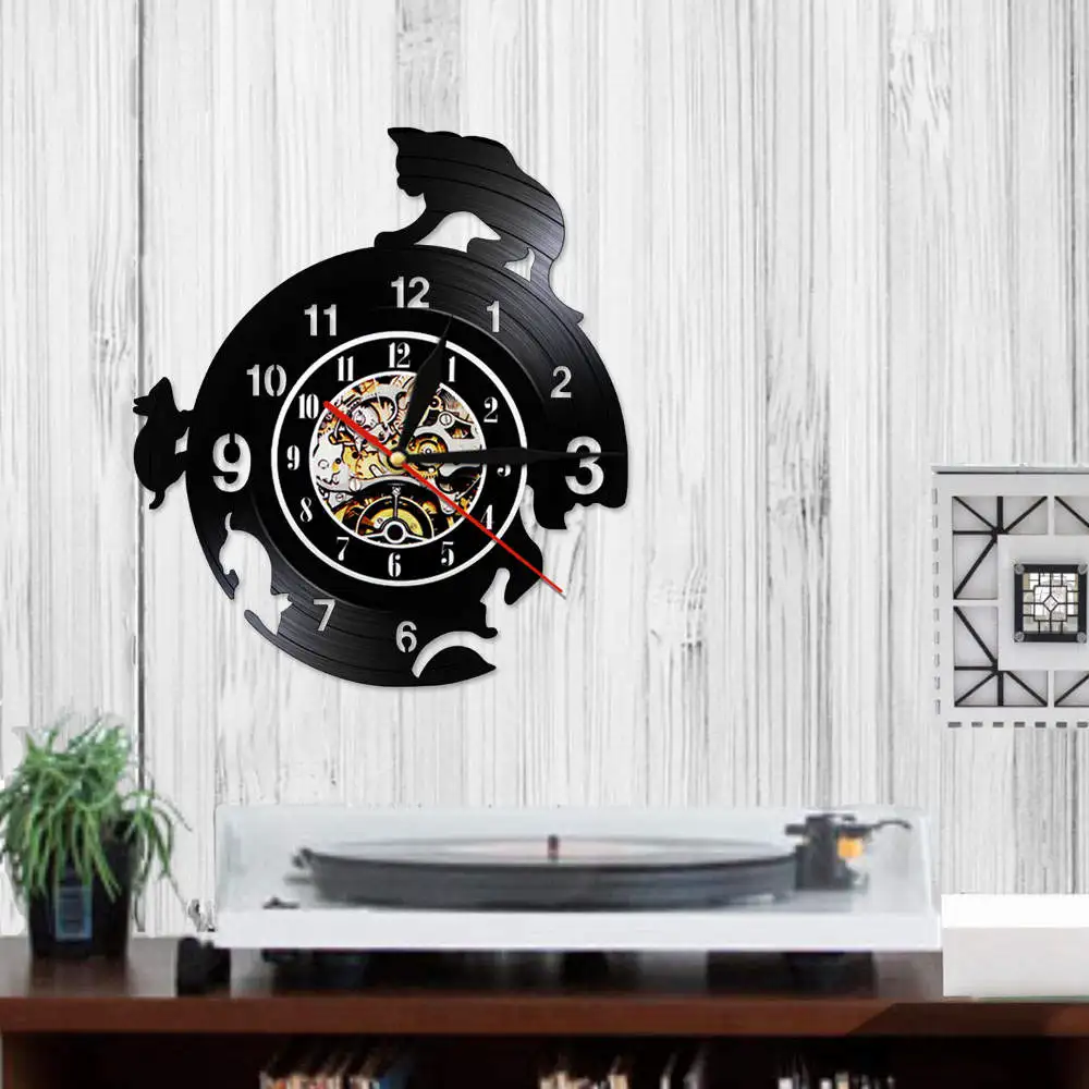 Виниловые настенные часы с изображением кошки и мыши современные украшения для