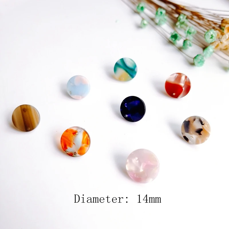 Цветные круглые ушные гвозди из уксусной кислоты материал для сережек сделай сам