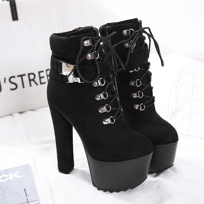 2019 г. женские роскошные черные сапоги на высоком каблуке 16 см ботильоны Фетиш