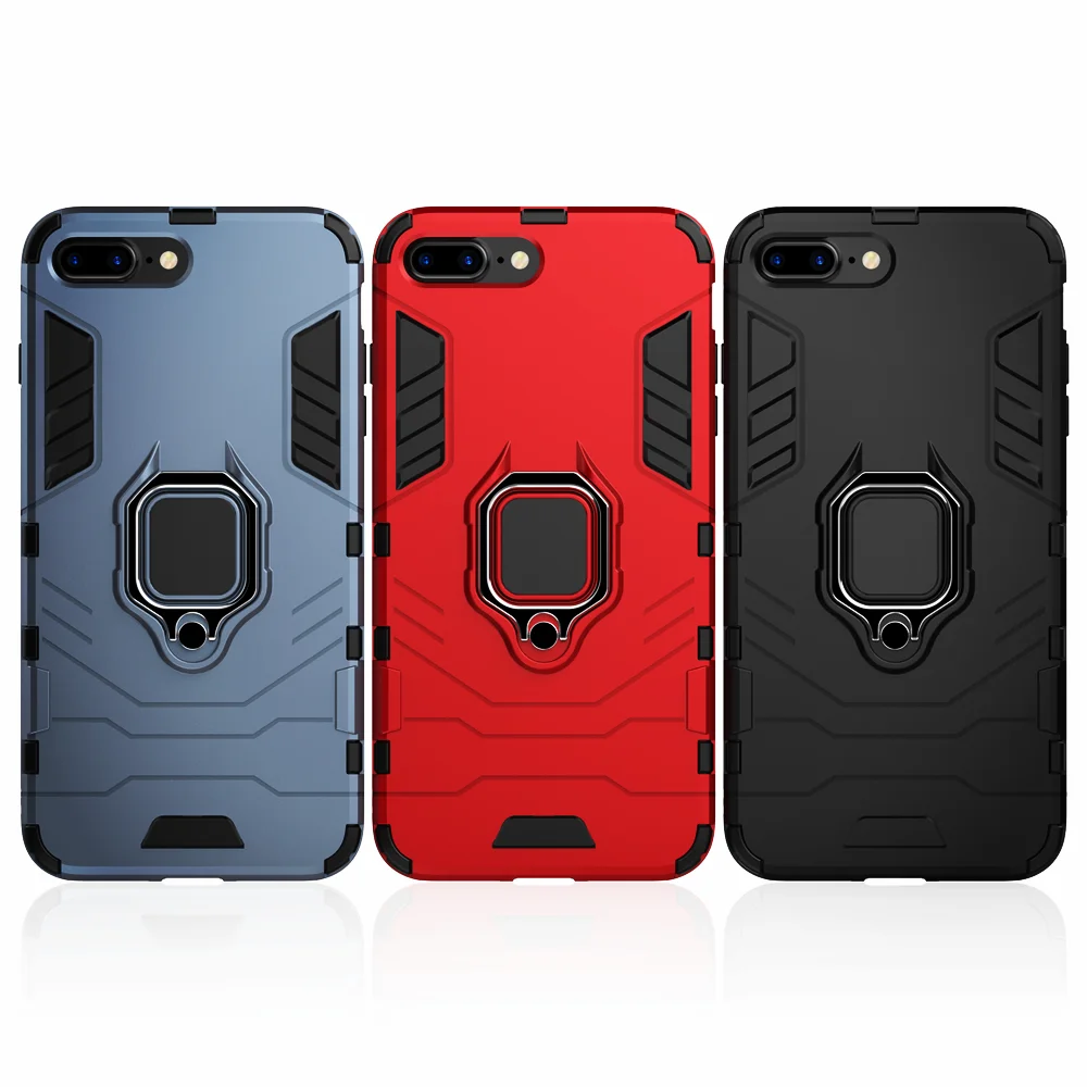 

Shockproof Armor Case For iphone 8 plus case Ring Holder Stand Phone Back Cover For iPhone 7 8 Plus 7plus 8plus 7G 8G 7+ Coque