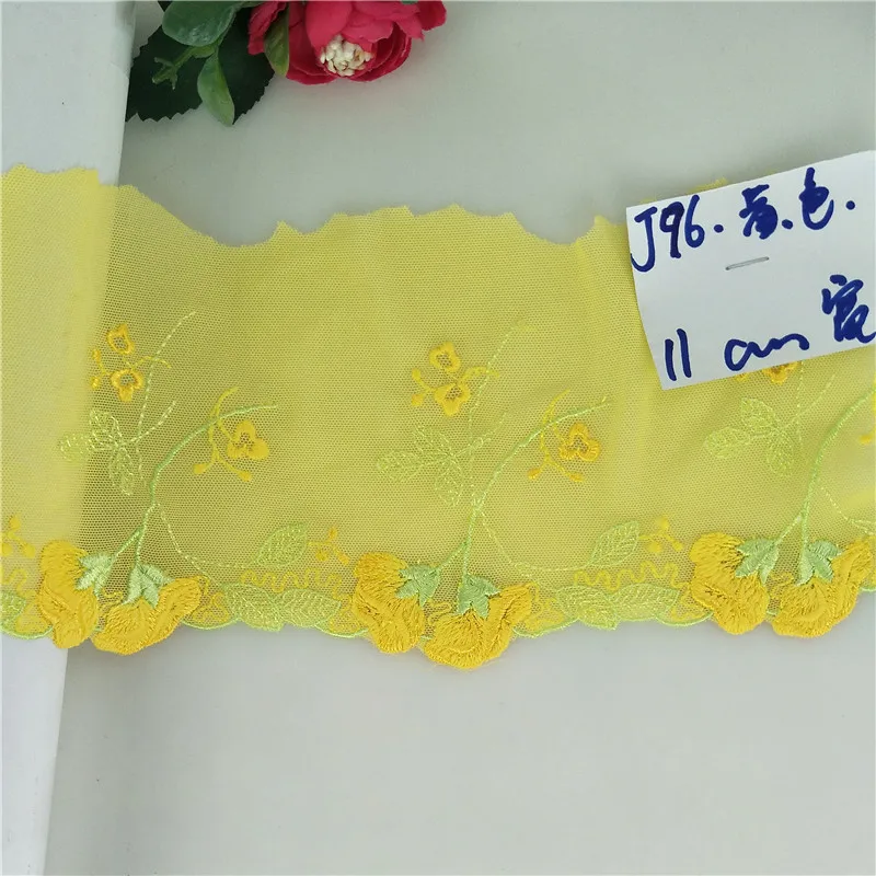 10 метров желтые цветы вышитая кружевная отделка шифоновая сетка нижнее белье